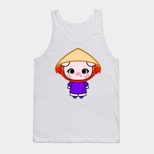 Cute Little Piggy in Ao dai Hue Tank Top